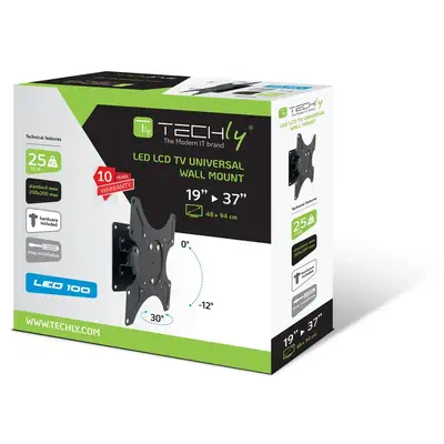 Techly ICA-LCD 2900B support pour téléviseur 94 cm (37") Noir - Accessoire Affichage - visuel 2