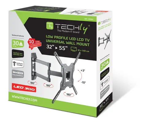 Techly ICA-PLB-136E support pour téléviseur 139,7 cm (55") Noir - Accessoire Affichage - visuel 3