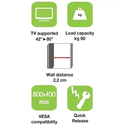 Techly ICA-PLB 840 support pour téléviseur 2,03 m (80") Noir - Accessoire Affichage - visuel 6