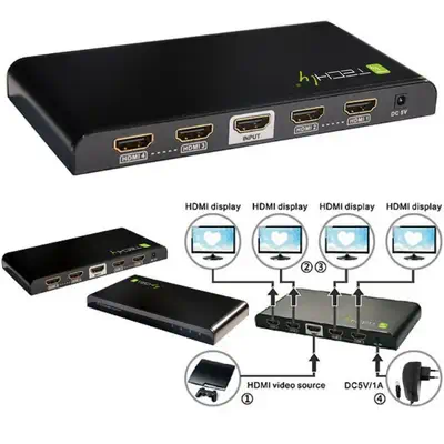 Techly IDATA HDMI-4K4 répartiteur vidéo 4x HDMI - Accessoire Affichage - visuel 4