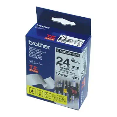 Brother TZ-S251 ruban d'étiquette Noir sur blanc - Ruban - visuel 1