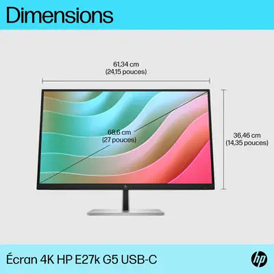 HP E-Series Écran USB-C 4K E27k G5 - Ecran Ordinateur - visuel 5