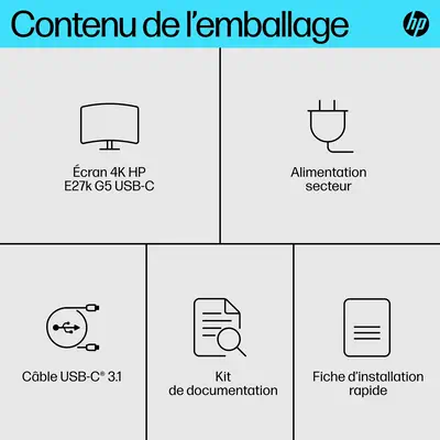 HP E-Series Écran USB-C 4K E27k G5 - Ecran Ordinateur - visuel 4