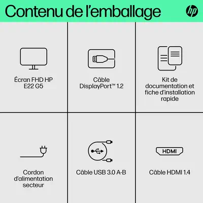 HP E-Series Écran FHD E22 G5 - Ecran Ordinateur - visuel 4