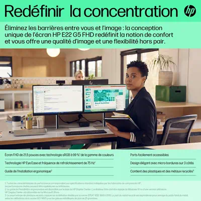 HP E-Series Écran FHD E22 G5 - Ecran Ordinateur - visuel 8