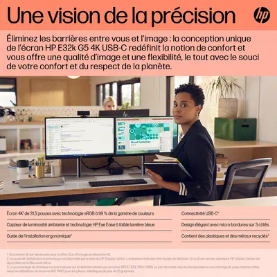Écran USB-C 4K HP E32k G5 - Ecran Ordinateur - visuel 9