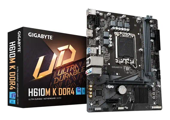 H610M K DDR4 Carte mère - Compatible avec processeurs Intel Core 14th Gen CPUs, 3+1+1 Phases Hybrid  - Gigabyte - visuel 1