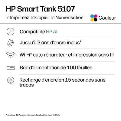 Smart Tank 5107 Sans fil All-in-One Couleur Imprimante, Copieur, Scanner - HP - Impression - visuel 10