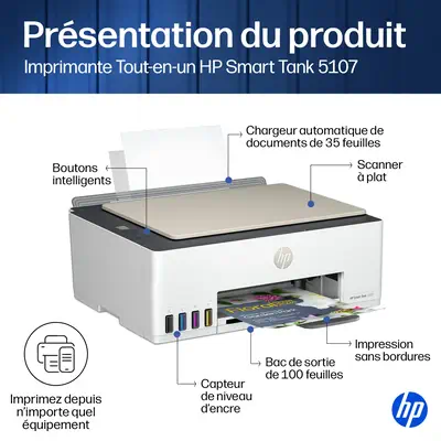 Smart Tank 5107 Sans fil All-in-One Couleur Imprimante, Copieur, Scanner - HP - Impression - visuel 7