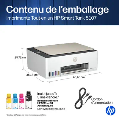Smart Tank 5107 Sans fil All-in-One Couleur Imprimante, Copieur, Scanner - HP - Impression - visuel 2