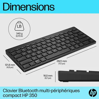 Clavier Bluetooth multi-périphériques compact HP 350 - visuel 5