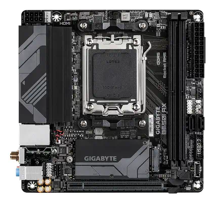 B650I AX Carte mère - AMD Ryzen série 9000, VRM 5+2+1 phases, jusqu'à 6400 MHz DDR5 (OC), 1xPCIe 4.0 - Gigabyte - visuel 2