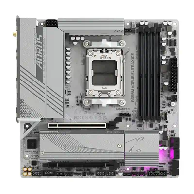 B650M AORUS ELITE AX ICE Carte mère - AMD Ryzen série 9000, VRM 12+2+2 phases, jusqu'à 8000 MHz DDR5 - Gigabyte - visuel 2