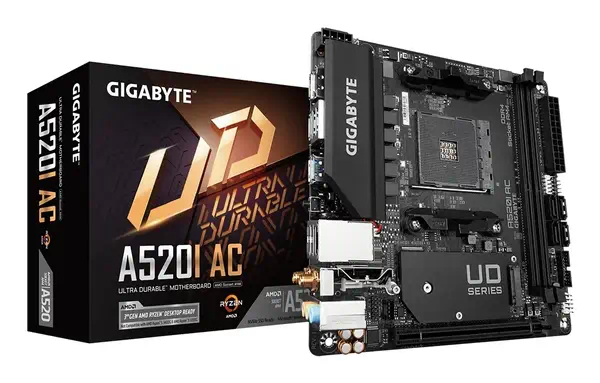 A520I AC Carte Mère - Prend en charge les processeurs AMD Ryzen 5000 Series AM4, 6 phases VRM numéri - Gigabyte - Carte mère - visuel 1