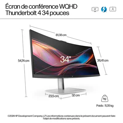 Écran de conférence WQHD HP Series 7 Pro 34 pouces - 734pm - Ecran Ordinateur - visuel 4