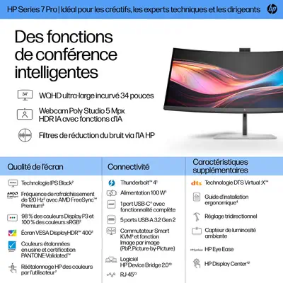 Écran de conférence WQHD HP Series 7 Pro 34 pouces - 734pm - Ecran Ordinateur - visuel 7