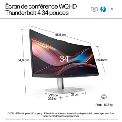 Écran de conférence WQHD HP Series 7 Pro 34 pouces - 734pm Sans PVC - Ecran Ordinateur - visuel 4