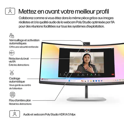 Écran de conférence WQHD HP Series 7 Pro 34 pouces - 734pm Sans PVC - Ecran Ordinateur - visuel 5