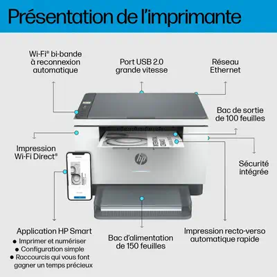 LaserJet M234dw Sans fil Multifunction Noir et blanc Imprimante, Copieur, Scanner; Recto verso - HP - Imprimante Laser - visuel 5
