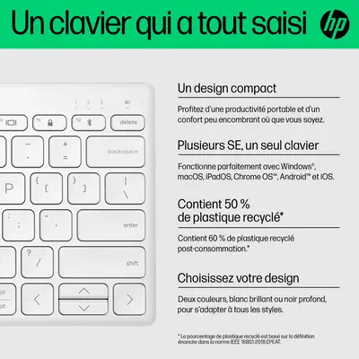 Clavier Bluetooth multi-périphériques compact HP 350 - visuel 10
