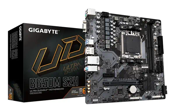 B650M S2H Carte mère - AMD Ryzen série 9000, VRM 5+2+2 phases, jusqu'à 6400 MHz DDR5 (OC), 1xPCIe 4. - Gigabyte - visuel 1