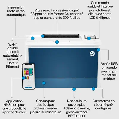 LaserJet Pro 4202dw Sans fil Couleur Imprimante, Recto verso - HP - Imprimante Laser - visuel 2