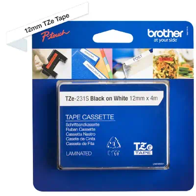 Brother TZE231S2 ruban d'étiquette Noir sur blanc TZe - Ruban - visuel 3