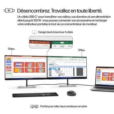 Écran WUXGA USB-C 24 pouces HP Série 7 Pro - 724pu - Ecran Ordinateur - visuel 6