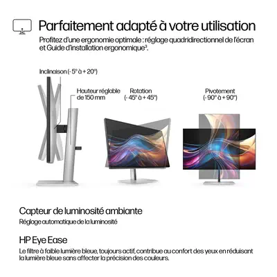 Écran QHD HP Series 7 Pro 27 pouces - 727pq Sans PVC - Ecran Ordinateur - visuel 10