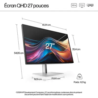 Écran QHD HP Series 7 Pro 27 pouces - 727pq Sans PVC - Ecran Ordinateur - visuel 4