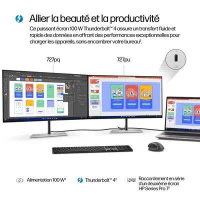 Écran QHD Thunderbolt 4 HP Series 7 Pro 27 pouces - 727pu - Ecran Ordinateur - visuel 8