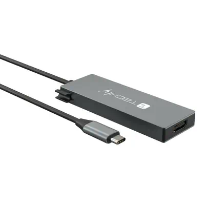 Techly IUSB32C-HUB4HPD station d'accueil Avec fil USB 3.2 Gen 2 (3.1 Gen 2) Type-C Gris - Station d'accueil pour portable - visuel 4