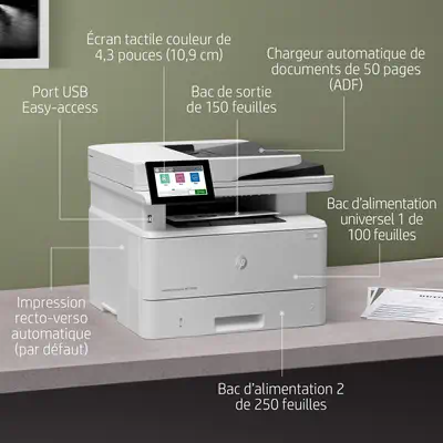 LaserJet Enterprise M430f Multifunction Noir et blanc Imprimante, Ethernet uniquement; Copieur, Scan - HP - Impression - visuel 5