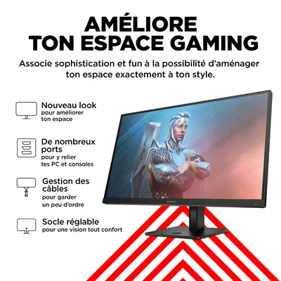 Écran gamer FHD 165 Hz OMEN 27 pouces - OMEN 27 avis - Temps de réponse GTG de 1 ms avec Overdrive
