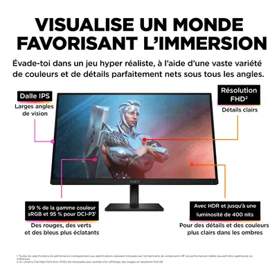 Écran gamer FHD 165 Hz OMEN 27 pouces - OMEN 27 avis - Technologie AMD FreeSync™ Premium