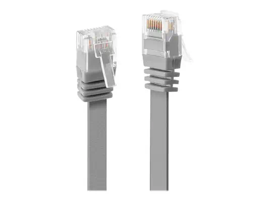 LINDY Flat Patch Cable Grey 2m Without Shielding - Lindy - Câble RJ et Fibre optique - visuel 2
