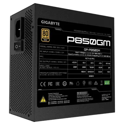 GIGABYTE P850GM unité d'alimentation d'énergie 850 W 20+4 pin ATX ATX Noir - Gigabyte - Boitier d'alimentation - visuel 2