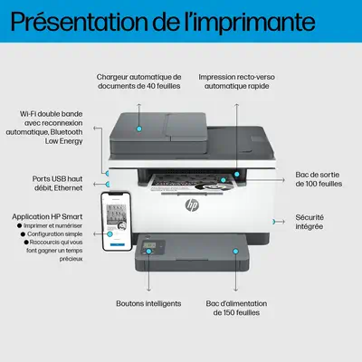 LaserJet M234sdw Sans fil Multifunction Noir et blanc Imprimante, Copieur, Scanner; Recto verso - HP - Imprimante Laser - visuel 3