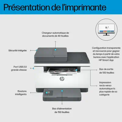 LaserJet M234sdn Multifunction Noir et blanc Imprimante, Ethernet uniquement; Copieur, Scanner - HP - Imprimante Laser - visuel 3