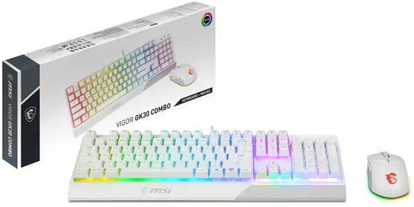 MSI S11-04DE305-CLA clavier Souris incluse Gaming USB QWERTZ Allemand Blanc - Pack Clavier, souris - visuel 5