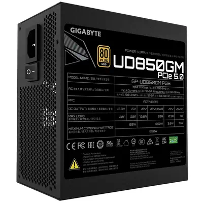 GIGABYTE GP-UD850GM PG5 unité d'alimentation d'énergie 850 W 20+4 pin ATX ATX Noir - Gigabyte - Boitier d'alimentation - visuel 5