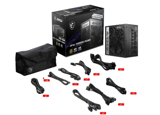 MSI MPG A1000G PCIE5 unité d'alimentation d'énergie 1000 W 20+4 pin ATX ATX Noir - Boitier d'alimentation - visuel 5