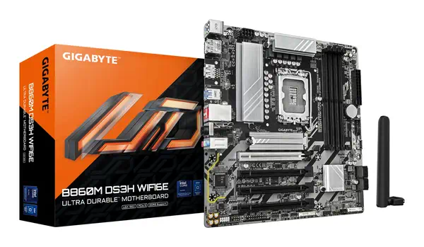 B860M DS3H WIFI6E Carte mère - Processeurs Intel Core Ultra, VRM 5+1+2+1 phases, jusqu'à 9066MHz DDR - Gigabyte - visuel 1