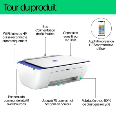 DeskJet 2821e Sans fil All-in-One Couleur Imprimante, Instant Ink; copieur, scanner - HP - Impression - visuel 5