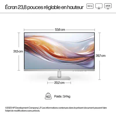 Écran Full HD réglable en hauteur 23,8 pouces HP Série 5 - 524sh - Ecran Ordinateur - visuel 9