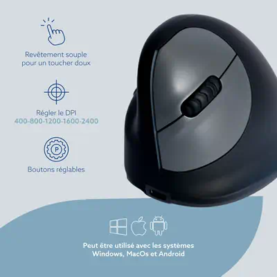 Souris Ergonomique R-Go HE Break avec logiciel de pause, gaucher, grand (longueur de la main > 185 m - R-Go Tools - visuel 4