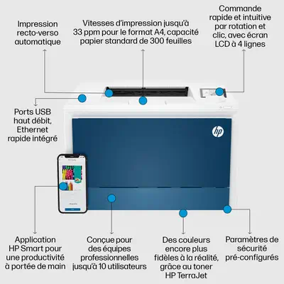 LaserJet Pro 4202dn Couleur Imprimante, Ethernet uniquement; Recto verso - HP - Imprimante Laser - visuel 3