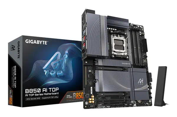 B850 AI TOP Carte Mère - Processeurs AMD Ryzen Série 9000, 16+2+2 phases VRM numériques, jusqu'à 860 - Gigabyte - Carte mère - visuel 1