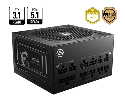 MSI MAG A850GL PCIE5 II unité d'alimentation d'énergie 850 W 20+4 pin ATX ATX Noir - Boitier d'alimentation - visuel 5