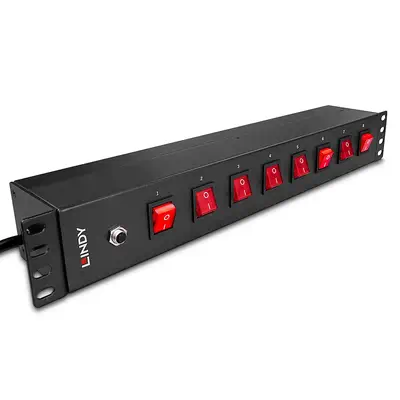 Multiprise horizontale rack 19" 1.5U, 8 prises Schuko avec interrupteurs - Lindy - Accessoire Onduleur - visuel 2